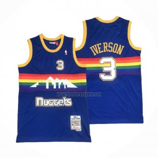 Camiseta Denver Nuggets Allen Iverson NO 3 Mitchell & Ness 2006-07 Azul