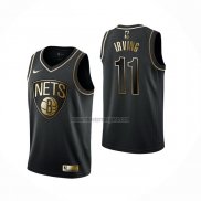 Camiseta Golden Edition Brooklyn Nets Kyrie Irving NO 11 Negro