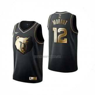 Camiseta Golden Edition Memphis Grizzlies Ja Morant NO 12 Negro