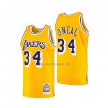 Camiseta Los Angeles Lakers Shaquille O'Neal NO 34 Mitchell & Ness 1996-97 Amarillo