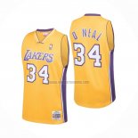 Camiseta Los Angeles Lakers Shaquille O'Neal NO 34 Mitchell & Ness 1999-00 Amarillo