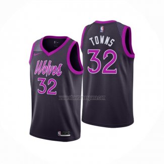 Camiseta Minnesota Timberwolves Karl-Anthony Towns NO 32 Ciudad 2018-19 Violeta