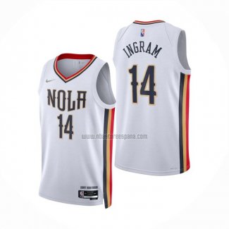 Camiseta New Orleans Pelicans Brandon Ingram NO 14 Ciudad 2021-22 Blanco