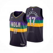 Camiseta New Orleans Pelicans Jonas Valanciunas NO 17 Ciudad 2022-23 Violeta