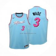 Camiseta Nino Miami Heat Dwyane Wade NO 3 Ciudad Azul