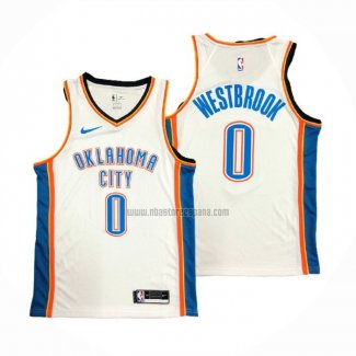 Camiseta Oklahoma City Thunder Russell Westbrook NO 0 Association Blanco