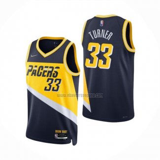 Camiseta Indiana Pacers Myles Turner NO 33 Ciudad 2021-22 Azul