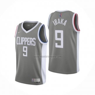 Camiseta Los Angeles Clippers Serge Ibaka NO 9 Earned 2020-21 Gris