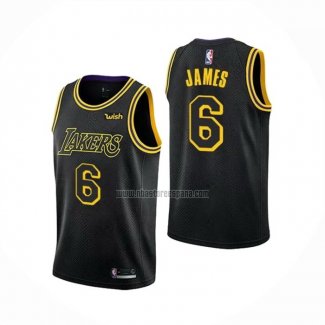 Camiseta Los Angeles Lakers LeBron James NO 6 Ciudad 2021-22 Negro