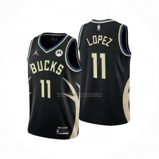 Camiseta Milwaukee Bucks Brook Lopez NO 11 Statement 2022-23 Negro