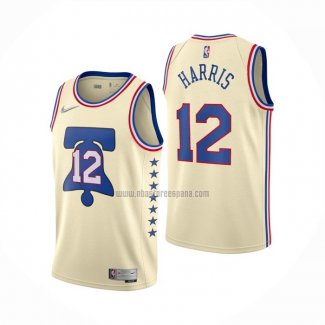 Camiseta Philadelphia 76ers Tobias Harris NO 12 Earned 2020-21 Crema