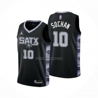 Camiseta San Antonio Spurs Jeremy Sochan NO 10 Statement 2022-23 Negro