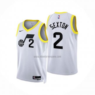 Camiseta Utah Jazz Collin Sexton NO 2 Association 2022-23 Blanco