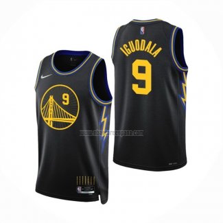 Camiseta Golden State Warriors Andre Iguodala NO 9 Ciudad 2021-22 Negro