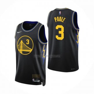 Camiseta Golden State Warriors Jordan Poole NO 3 Ciudad 2021-22 Negro