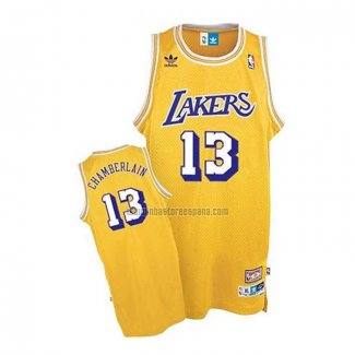 Camiseta Los Angeles Lakers Wilt Chamberlain NO 13 Retro Amarillo