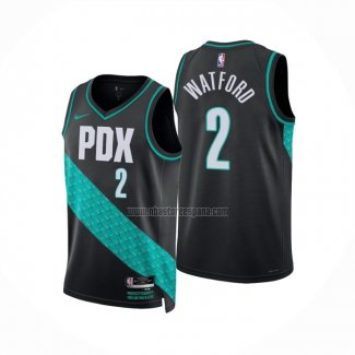 Camiseta Portland Trail Blazers Trendon Watford NO 2 Ciudad 2022-23 Negro